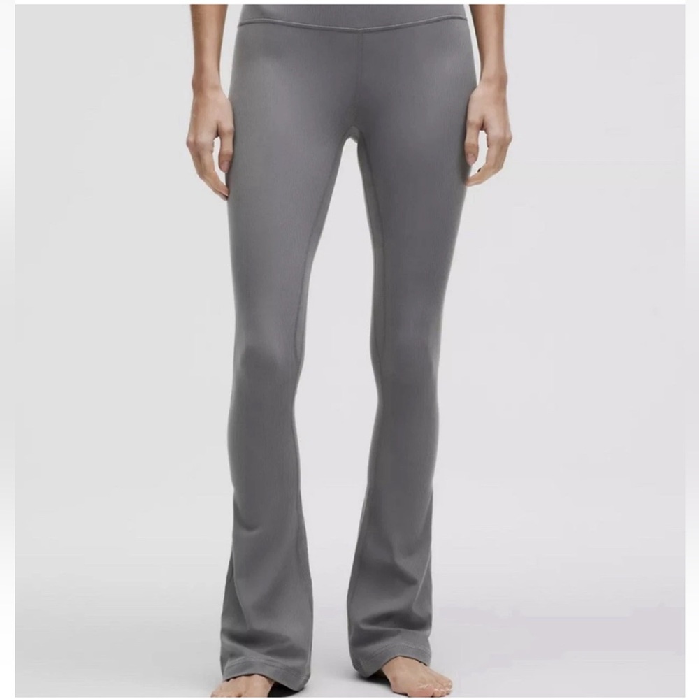 Lululemon Align Mini Flare Legging Pant Size 8 Grey Ribbed High Rise 32”
